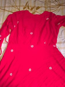Red Embroidered Kurta Set