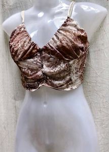 I. Brown Print Crop Top