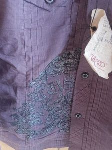 Purple Graphic Print Button-Down Shirt