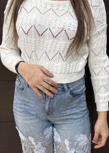 White Knit Pullover Sweater