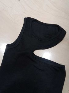Asymmetrical black Tank Top
