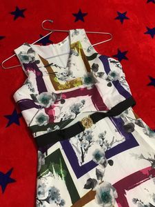 White Floral Print Gown