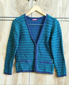 Stylish Teal & Blue Cardigan si,e-34-S