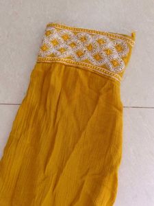Yellow Embroidered Tunic Top