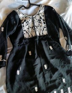 Short Black Chikankari Kurti