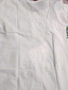 White Embroidered Kurta With Pocket Pants