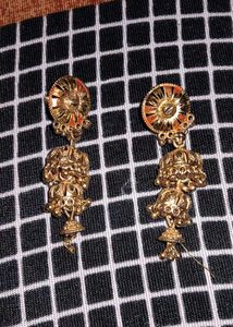 Gold Jhumka Earrings