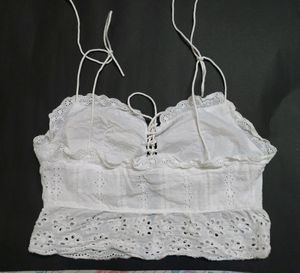 Trendy Cotton  Bralett top with puffy sleeves