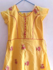 Cute Yellow Embroidered Dress