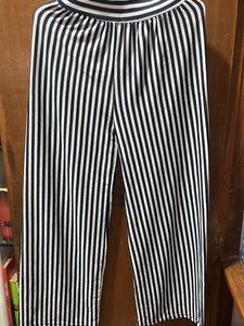 Dark Blue and White Striped Casual Pants