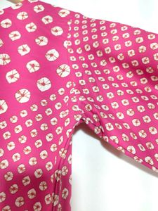 Polyester pink Kurti Set(Women)