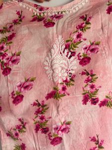 Floral Printed Chikankari Kurta