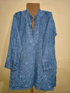 Short Kurta Blue Embroidery