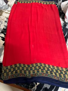 Red &amp; Blue Printed Saree