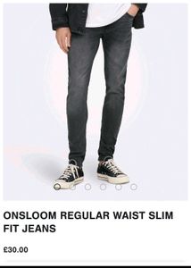 Only and Sons Charcoal Grey Faded Skinny Fit Denim