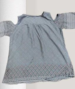 Blue Cold Shoulder Top