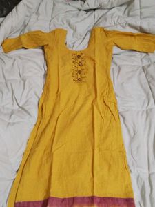 Yellow Embroidered Kurta
