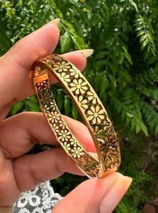 Anti Tarnish Floral Open Bracelet/Bangle