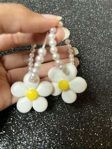 Handmade Pearl Clay Earrings And Necklace 🌼💗