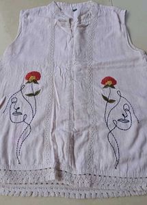 Embroidered Sleeveless Top