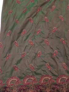 Embroidered Green double shaded saree
