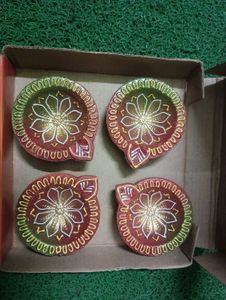 SHUBH SANSKAR Clay Diwali Diyas (4 Pcs)
