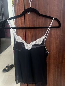 Lace Trim Cami Y2k Mesh