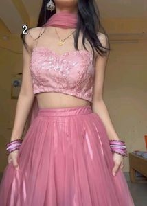 Pink Lehenga With Dupatta And Blouse