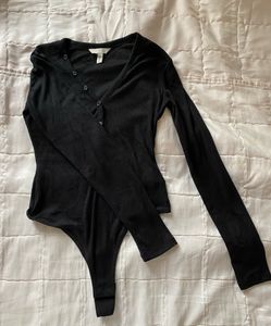 H&M Black Ribbed Bodysuit