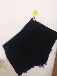 Black Denim Distressed Shorts