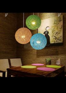 Pack of 1 Woven Rattan Ball Globe Ceiling  Lamp