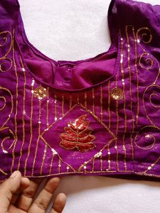 Beautiful Megenta Colour Xxl Sequense Blouse At Back Tikli Work