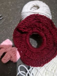 Red Crochet Scrunchie - Handmade Hair Accessory