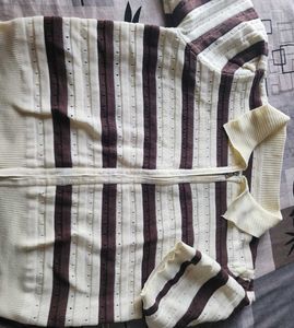 Striped Zip Up Polo Shirt