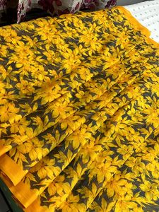 Floral Yellow Classy Chiffon Saree