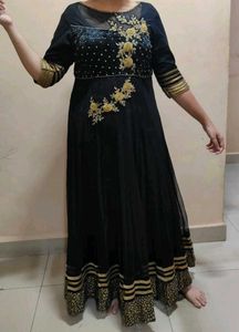 Price Drop💥Black Ethnic Net Ankarkali Gown (Kurta