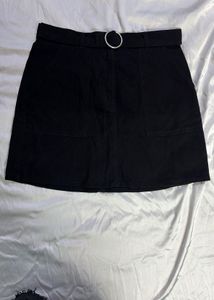 Black Belted Mini Skirt