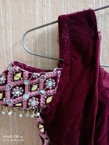 Embroidered Velvet Blouse