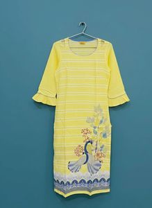 Yellow Printed Kurta