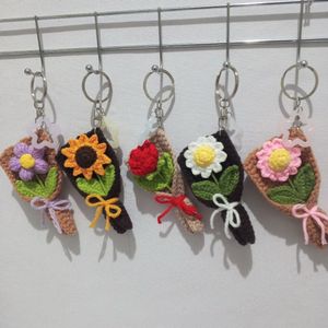 Crochet Flower Bouquet Keychain
