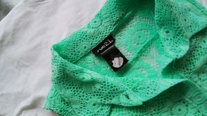 &#34;Mint Breeze&#34; Sheer Lace Tie-Front Top