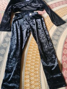 Black Velvet Shrug And Pant Set