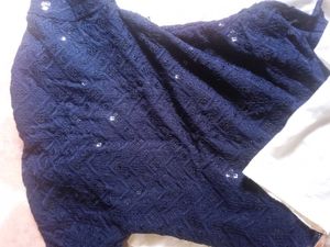 Navy Blue Embroidered Kurta