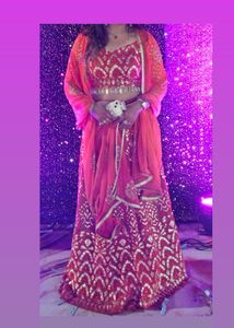 Orange Embellished Lehenga Choli Set