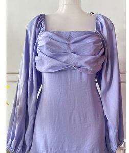 Square Neck With Long Puff Sleeve Dress