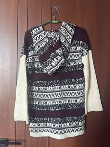 Patterned Knit Hoodie