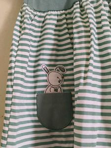 Cute Striped Bunny Pocket Dress