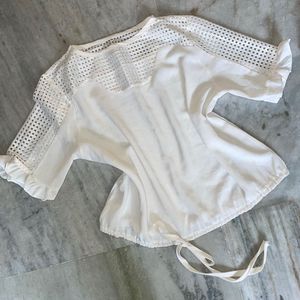 White Mesh Detail Top