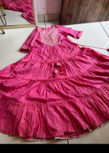 Pink Tiered Anarkali Dress