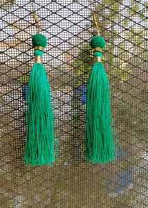 Green Tassel Earrings